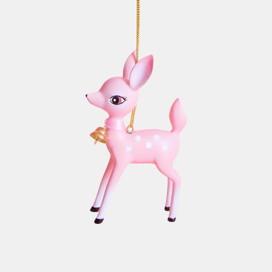 Pink Retro Deer Ornament