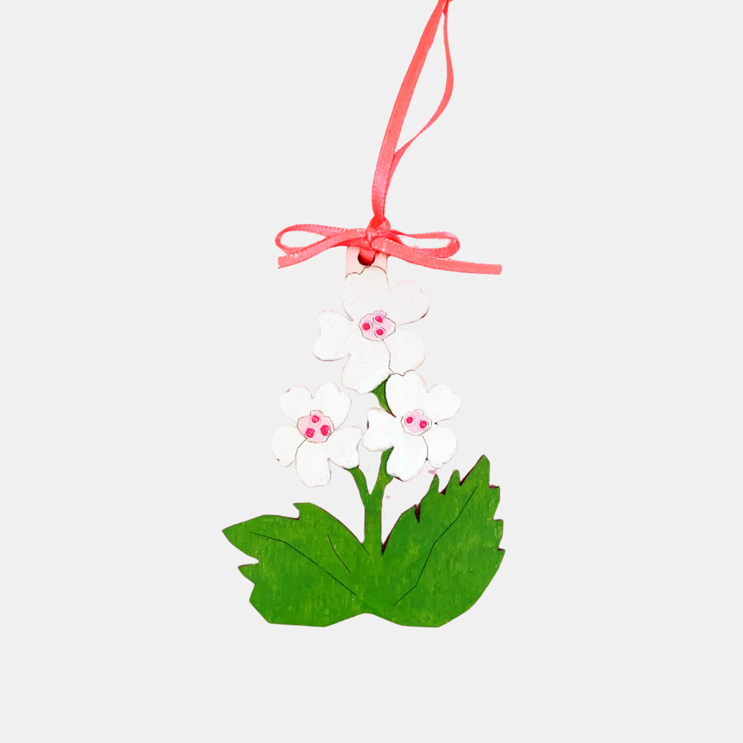 White Flowers Wood Wall Charm Ornament