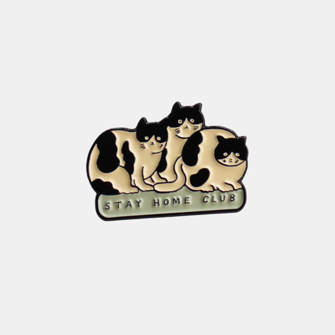 Tuxedo Cats Stay Home Club Enamel Pin