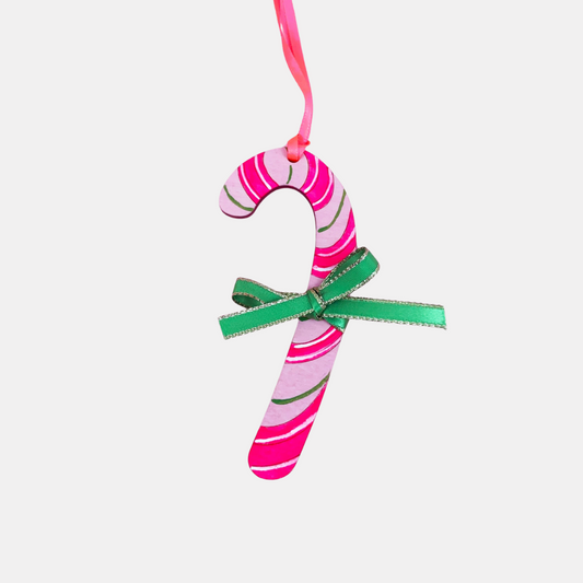 Candy Cane Wood Ornament