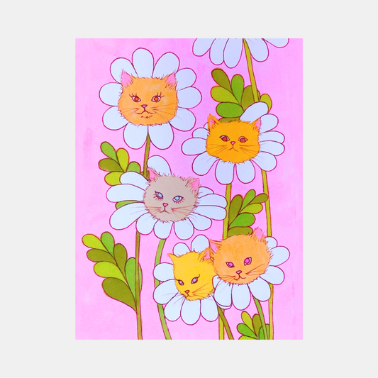 Crazy For Cat Daisies Print