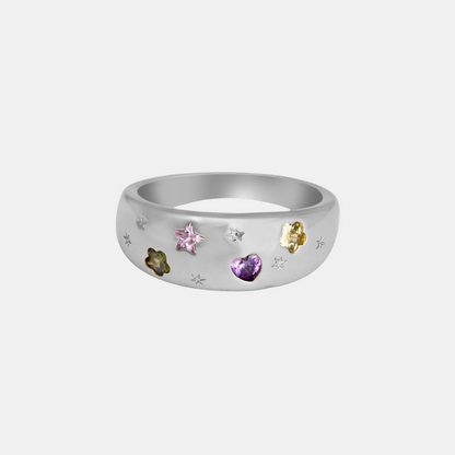 Silver Jewelled Dreams Chunky Ring