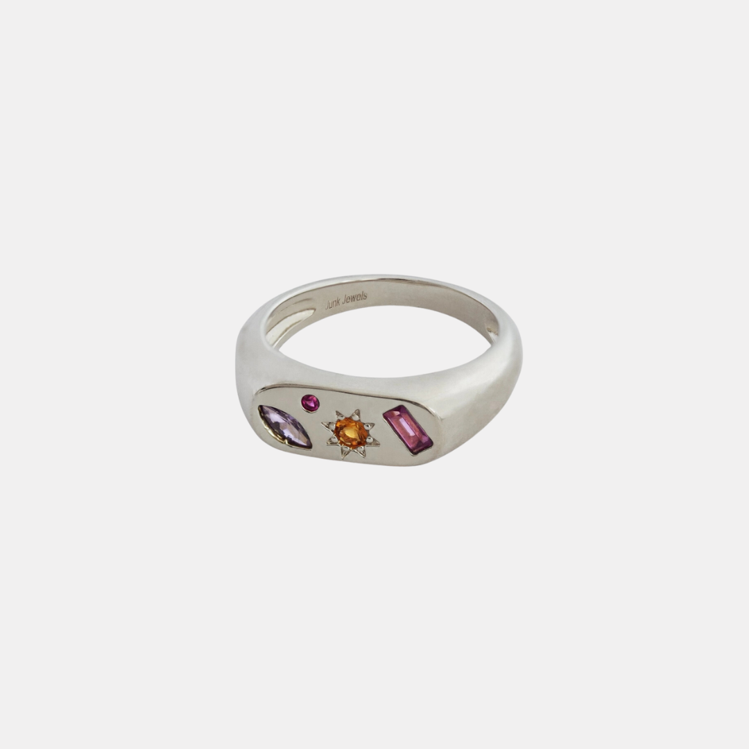 Silver Kaleidoscope Gemstone Ring