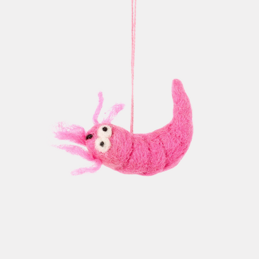 Pink Prawn Felt Ornament