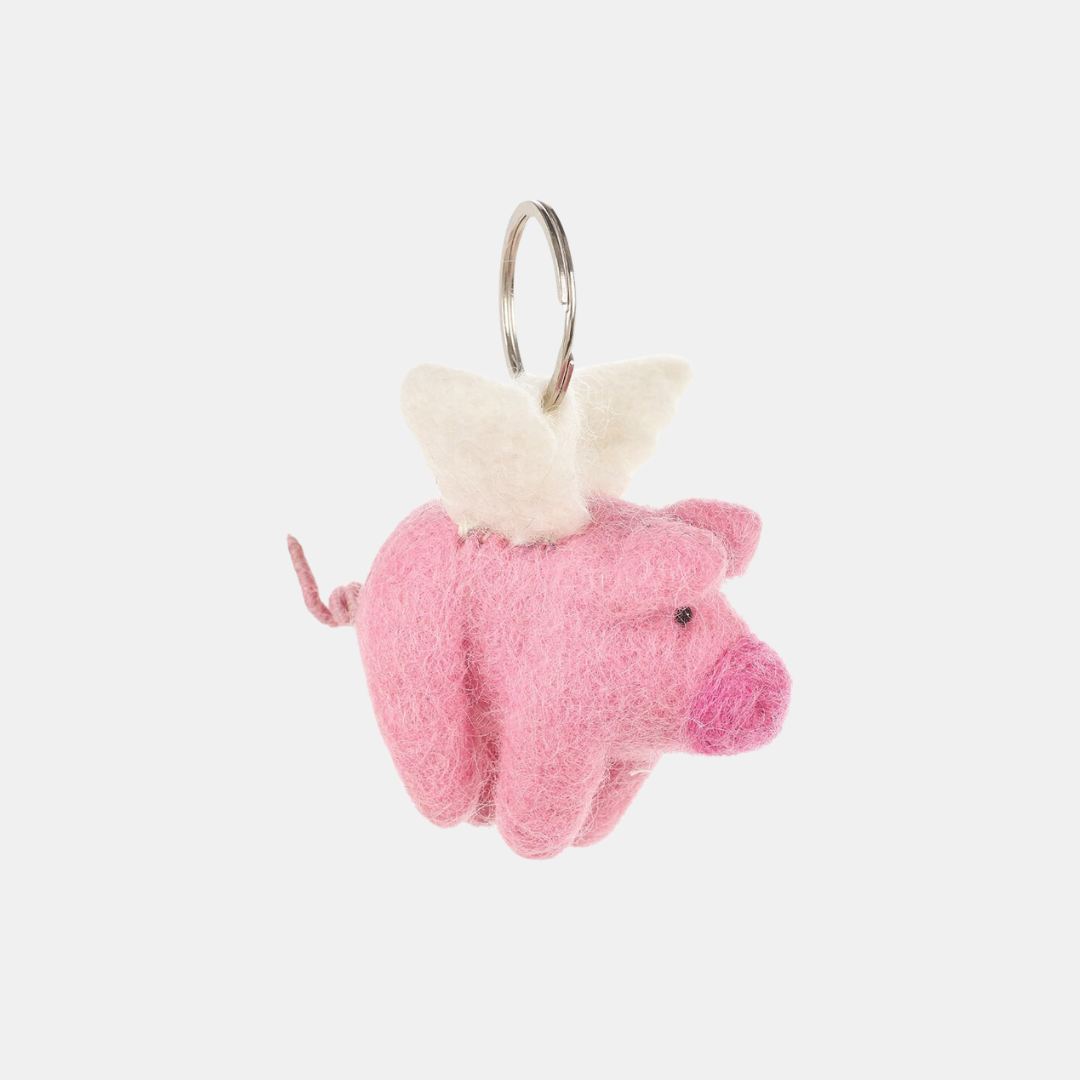 Flying Pig Felt Keychain