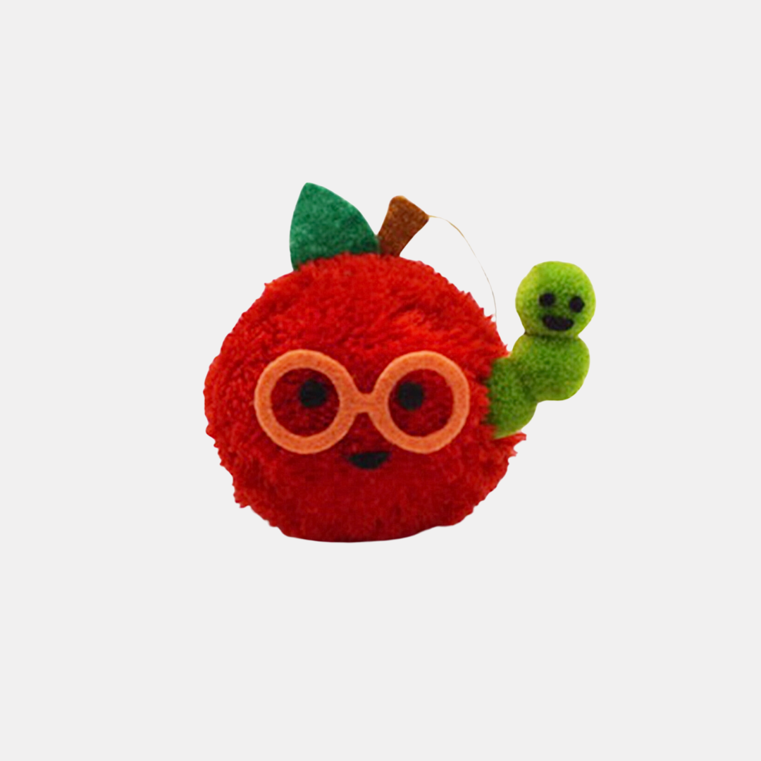 Apple With Worm Pom Pom Ornament