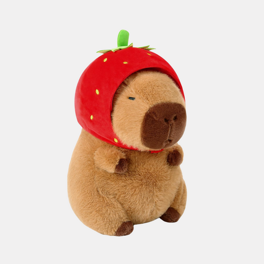 Capybara With Strawberry Hat Plushie