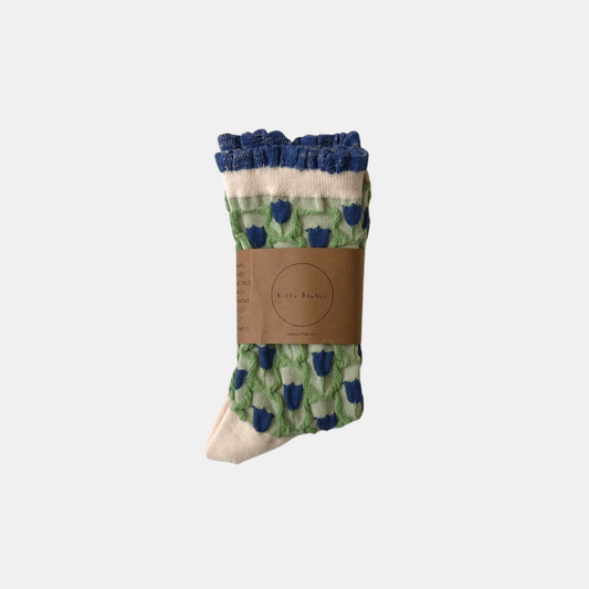 Green + Blue Tulip Socks