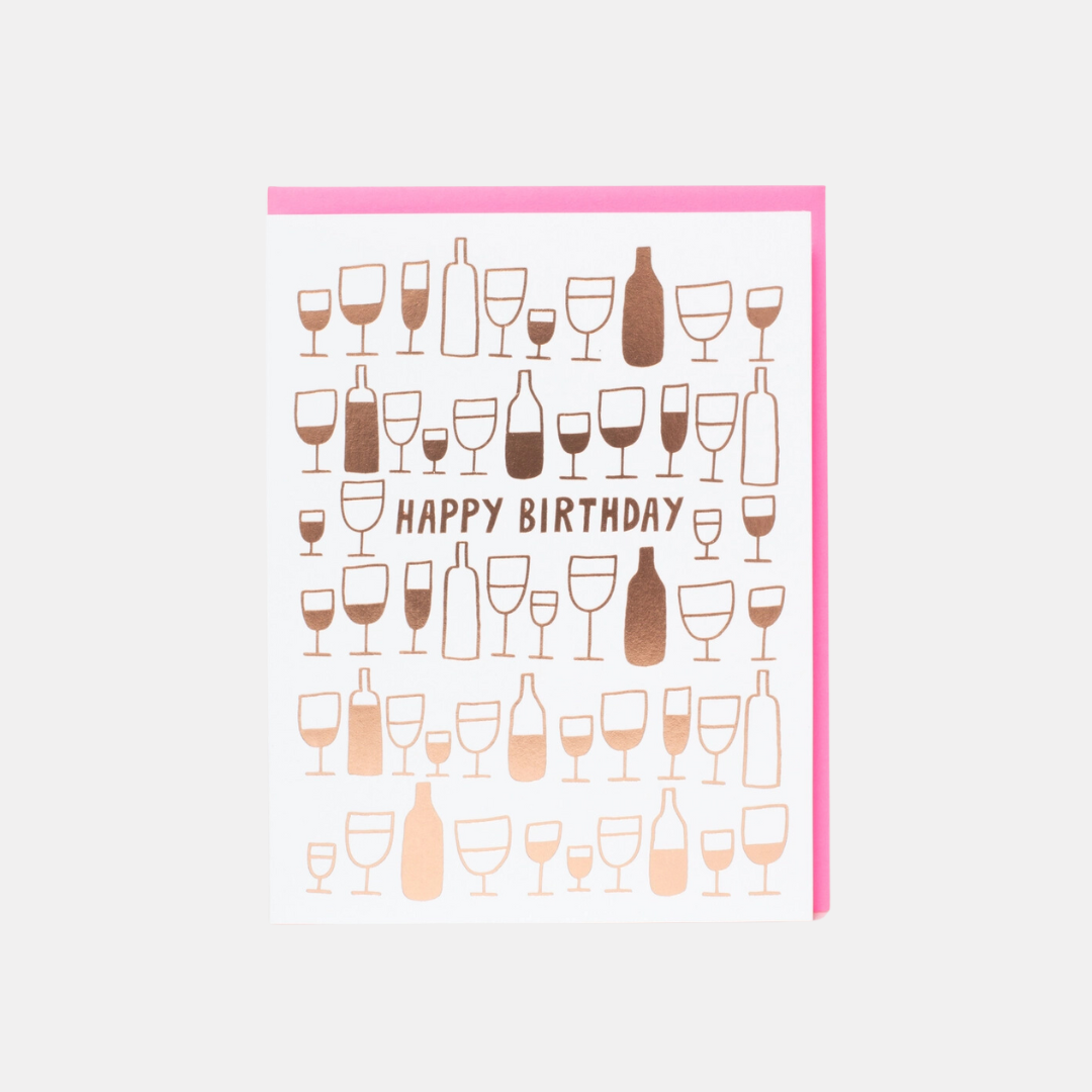 Happy Birthday Wine Glasses Card