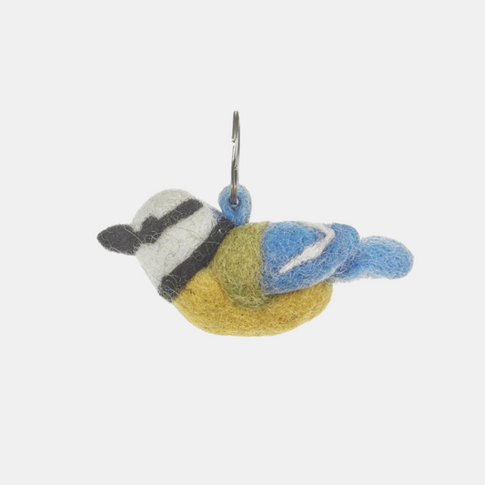 Blue Tit Felt Keychain