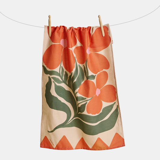 Orange Wildflower Tea Towel