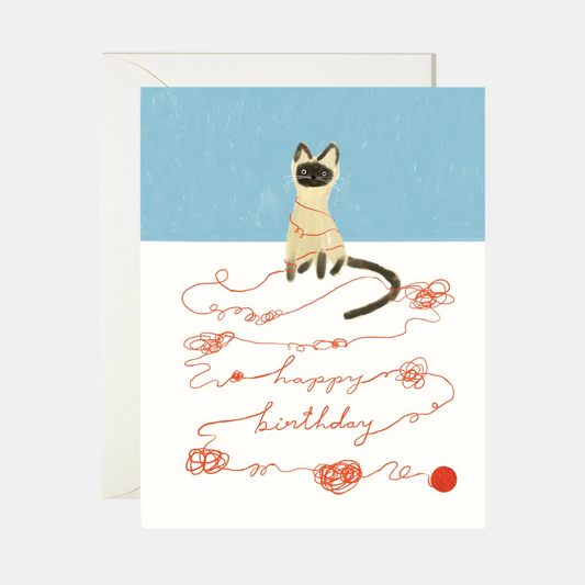 Cat String Birthday Card