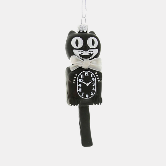 Black Retro Cat Clock Ornament