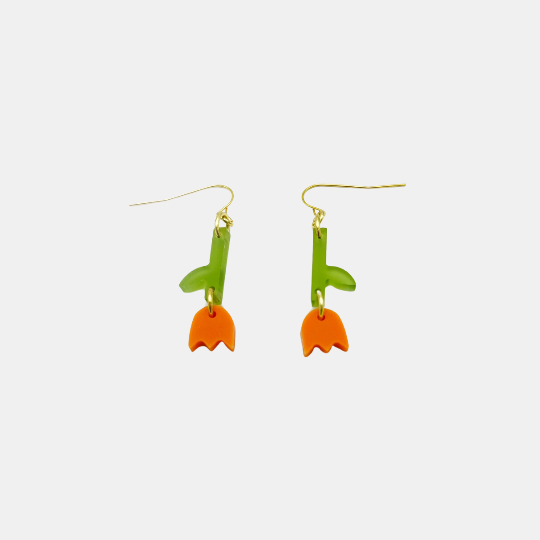 Orange Tulip Earrings