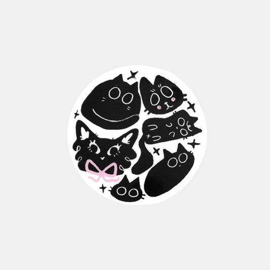 Black Cat Circle Sticker