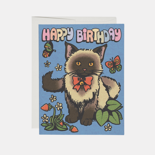 Happy Birthday Siamese Cat Card