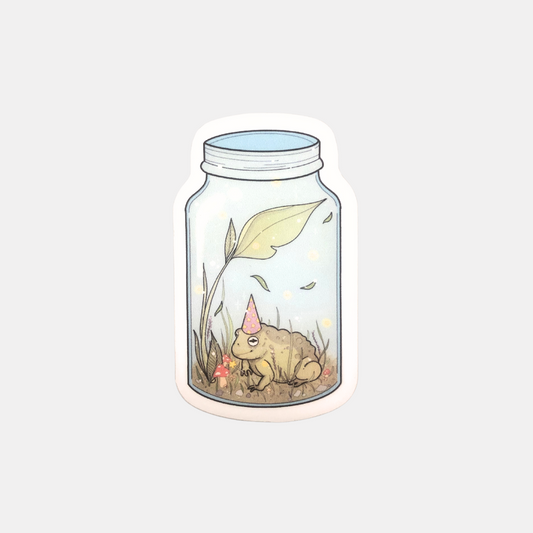 Mason Jar Wizard Frog Sticker